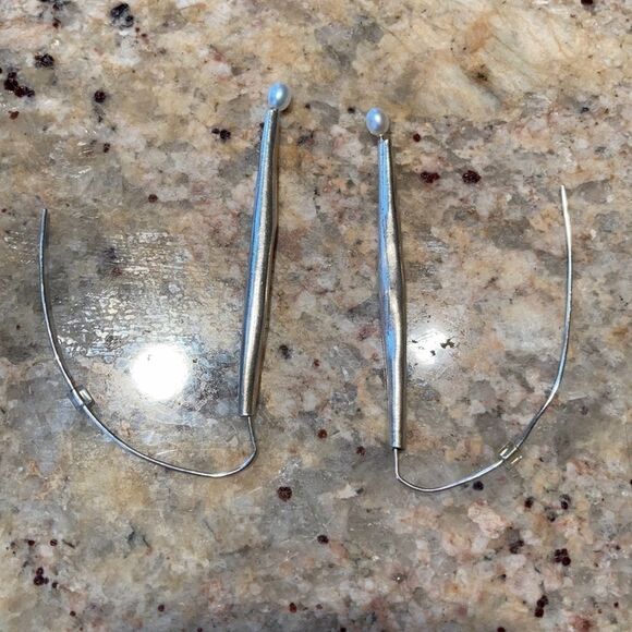 Hand Crafted One of a kind Artist silver smith sterling and pearl earrings - Picture 9 of 15